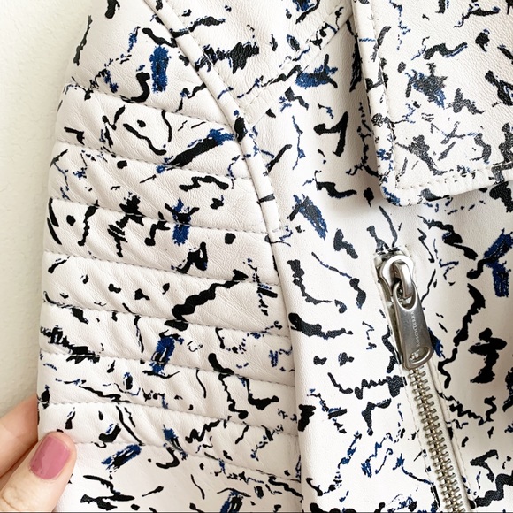 Roschterra Abstract Painted Moto Leather Jacket - Picture 2 of 15